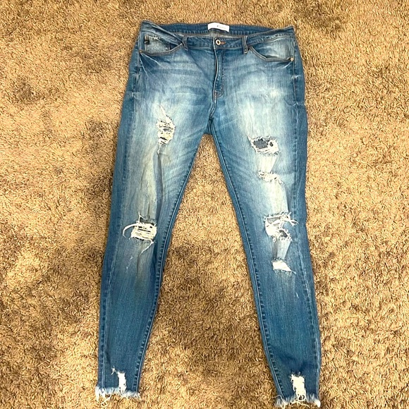 Kancan Skinny Fit Distressed raw hem XL fit 13-15 - Picture 1 of 4